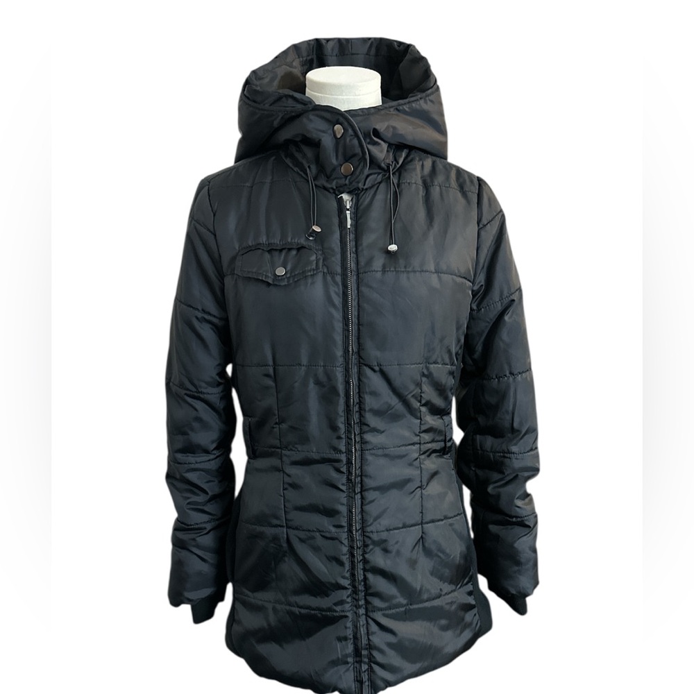 Y2K Converse One Star Women’s‎ Black Hooded Jacket Puffer Coat size Small (D67) - Picture 2 of 15